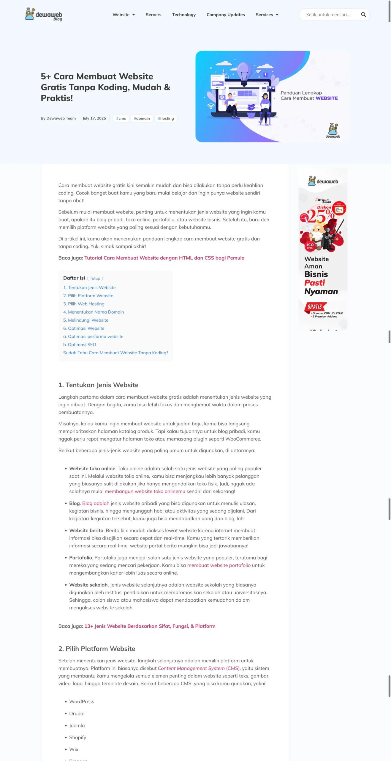 Dewaweb Blog - Article Post