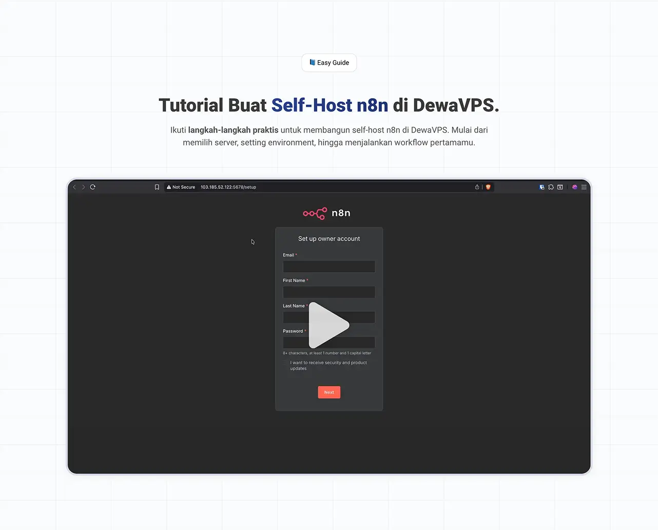 DewaVPS · Self Host n8n - Tutorial Video